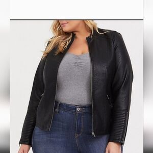 Torrid Vegan Leather Collarless Moto Jacket Plus Size 1x